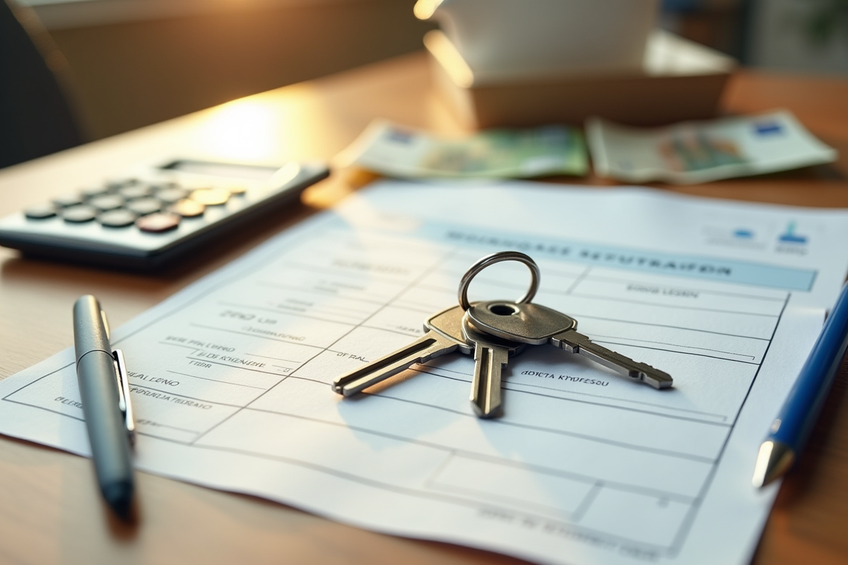 Clés de maison sur formulaire de prêt immobilier avec calculatrice
