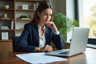 Femme d'affaires en réunion avec documents de prêt immobilier