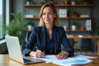 Femme professionnelle en réunion d'investissement