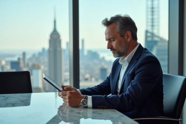 Homme d'affaires en costume dans un bureau moderne