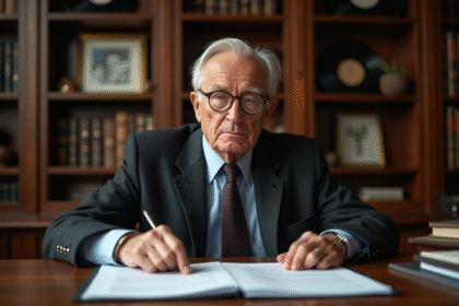 Homme d age en costume examine documents financiers