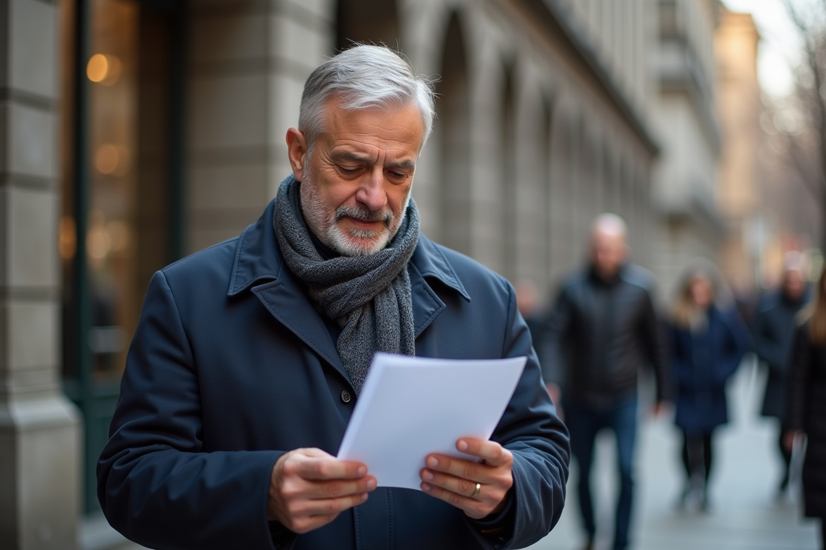 Homme vérifiant une lettre d